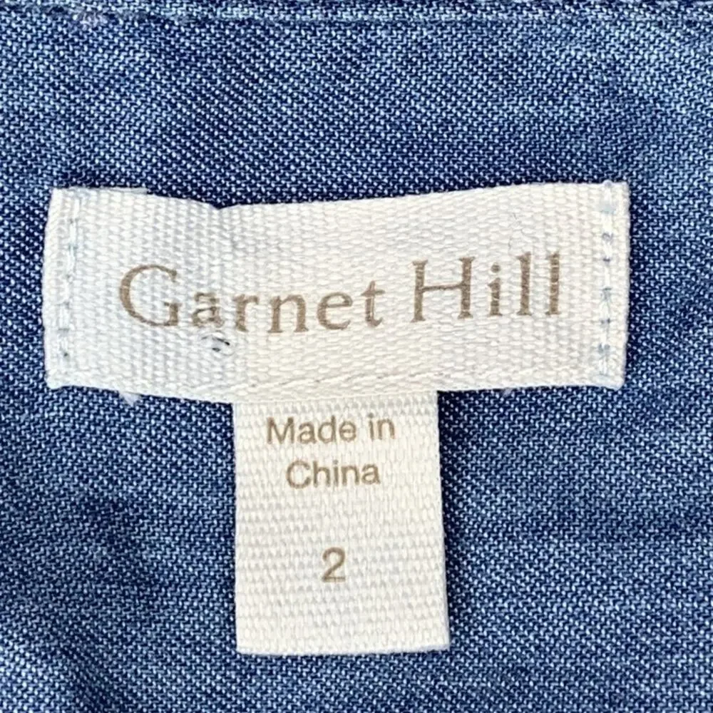 Garnet Hill NWOT Chambray Collared Shirt Dress Long Sleeve Button Down Size 2 - Picture 10 of 12